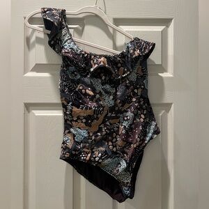 Ulla Johnson Martina Maillot one shoulder one piece, size large